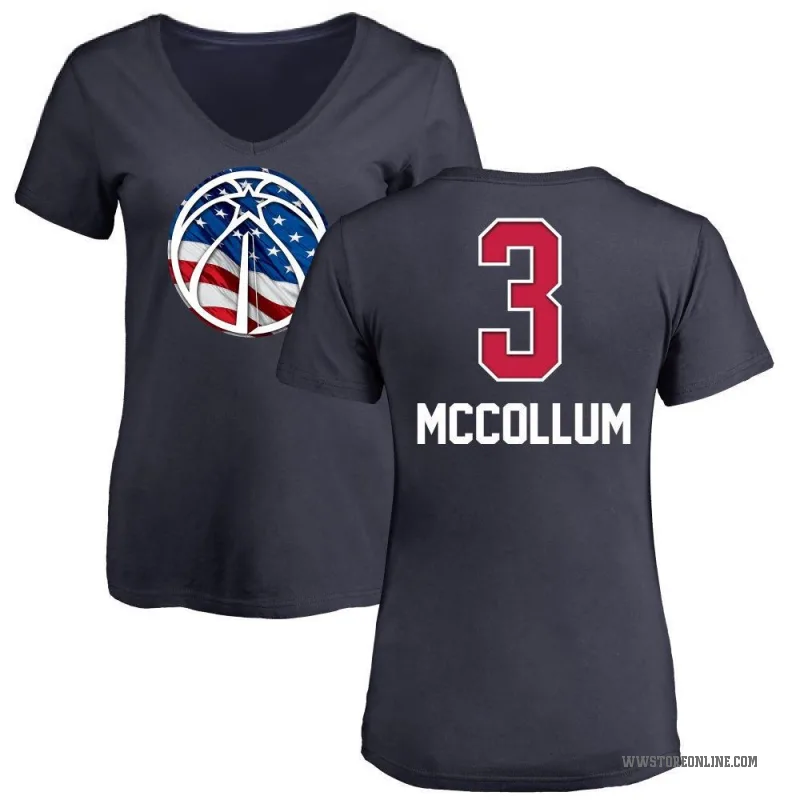 CJ McCollum Women's Navy Washington Wizards Name and Number Banner Wave V-Neck T-Shirt
