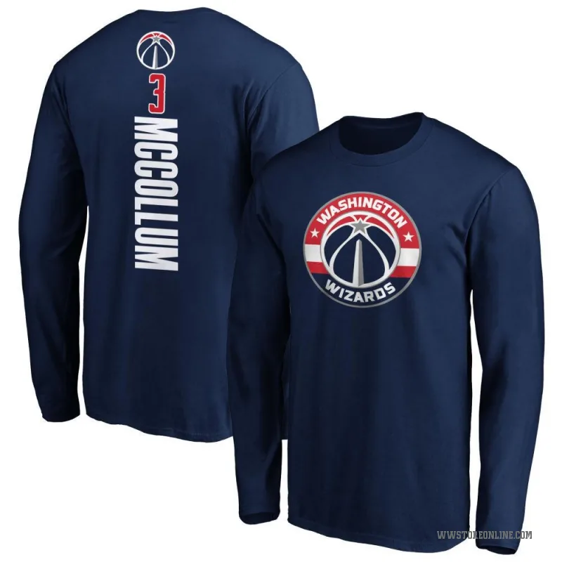 CJ McCollum Youth Navy Washington Wizards Backer Long Sleeve T-Shirt