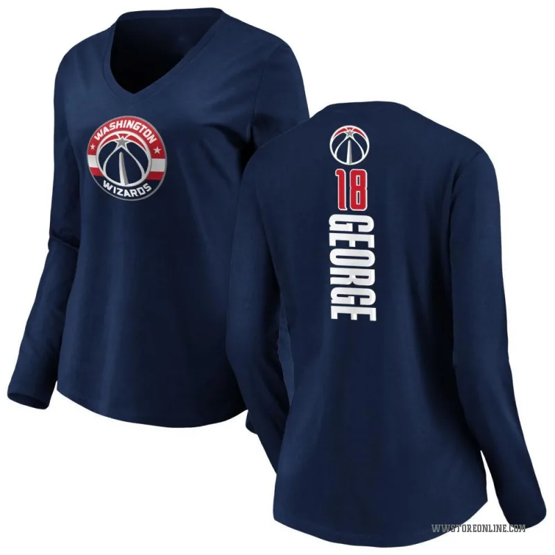 Kyshawn George Women's Navy Washington Wizards Backer Long Sleeve T-Shirt